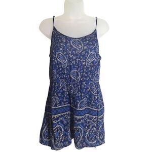 L.A. Heart Paisley Romper Blue Spaghetti Strap Medium Womens